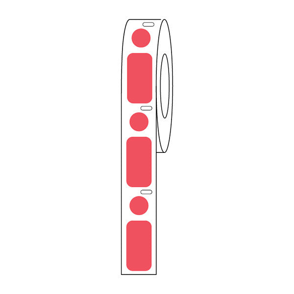 Label/Dot Combo Roll,Cryo,Direct Thermal, 24x13mm & 9.5mmDot,for 2.0mL Tubes,Red, 500/Box - LTC-24X13-95R