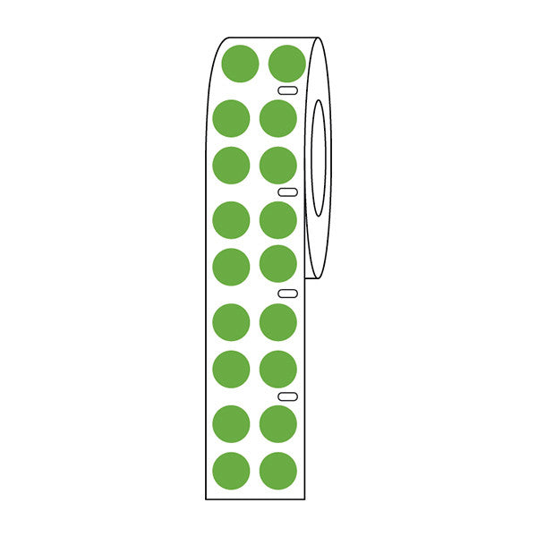 Label Roll,Cryo,DirectThermal,9.5mm Dots, for 1.5mL Tubes, Green, 4000/Roll - LTC-95G
