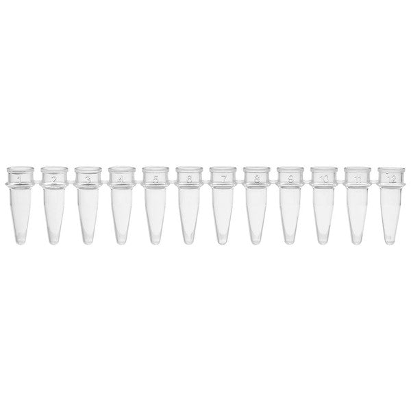 0.2mL 12-Strip Tubes, No Caps, Natural, 80/Box - PCR-02S-12
