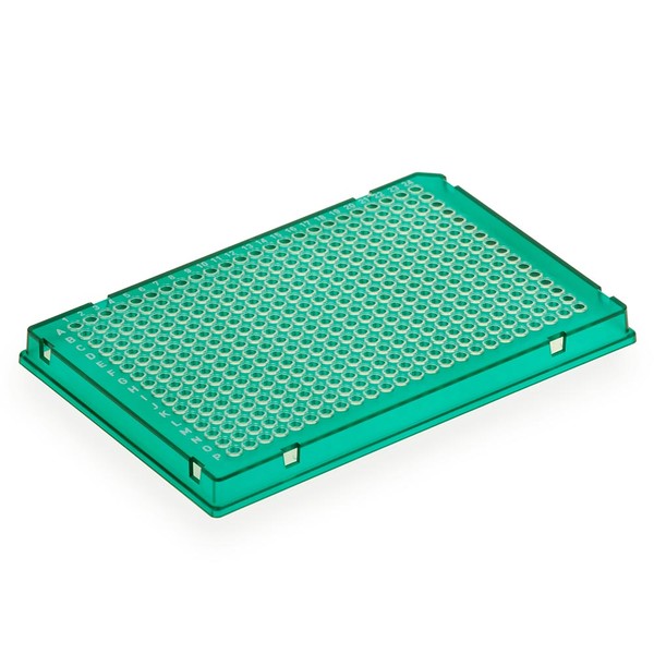 Diamond Shell 384-well PCR plate, A24, Green PC frame and Clear PP wells, 100/Cs - PCR-DS-384-G
