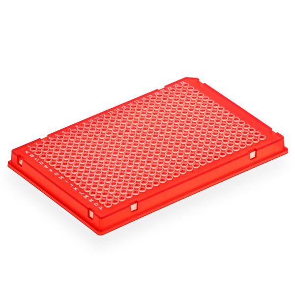 Diamond Shell 384-well PCR plate, A24, Red PC frame and Clear PP wells, 100/Cs - PCR-DS-384-R