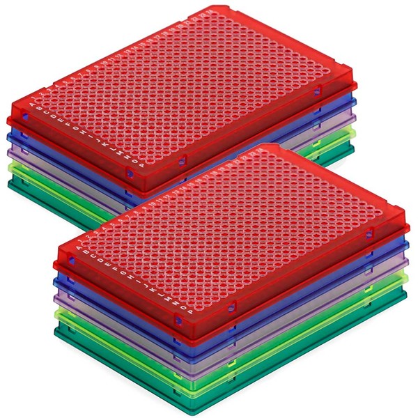 Diamond Shell 384-well PCR plate, A24, Ass. colors PC frame clear wells, 100/Cs - PCR-DS-384-RW