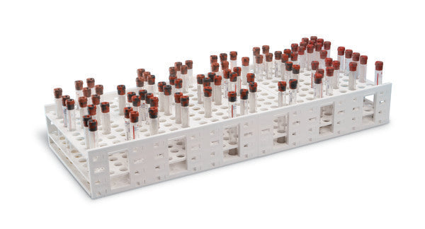 Heavy-Duty Color-Coded Tube Rack with 13-16mm, White for bench organization | 120114