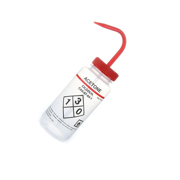 Wash Bottle with color-coded fit for dispensing, 500mL, Clear;Red | 120250