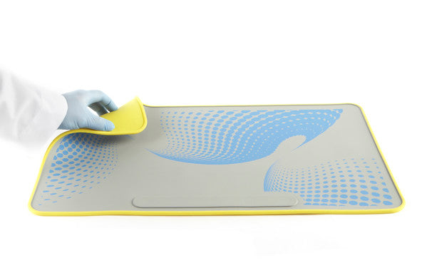 Research-Grade Color-Coded Lab Mat tuned for bench protection, Blue/Grey/Yellow | 120506