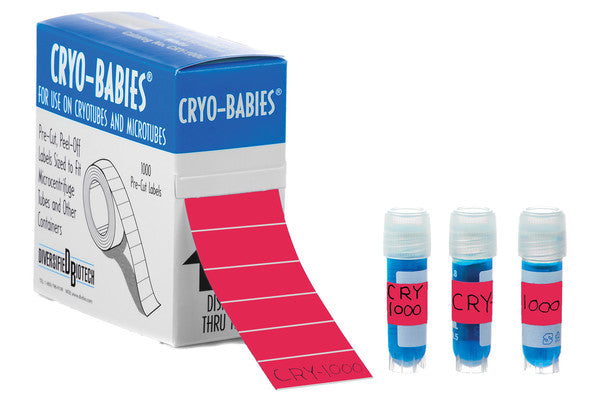 Industrial Cryogenic Label Roll tuned for cryo labeling, 1.28x0.50, Red | HEACRY-1000-R