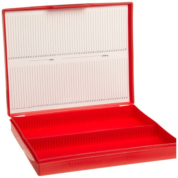 Industrial Color-Coded Slide Storage Box with 100-Place, Red for slide storage | HS15991B