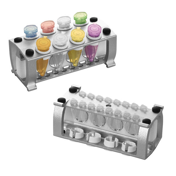 Magnetic bead separation rack, reversible, for 8 x 1.5/2mL Microtubes or 16 x 0.1/0.2mL PCR tubes, 1/ea | R0215