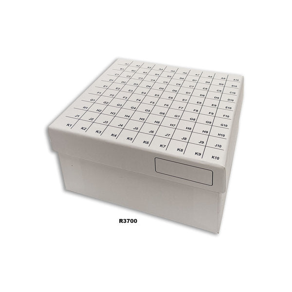 FlipTop Carboard freezer box w/ attached hinged lid, 3 inch, 100-place, white, 50/cs | R3700