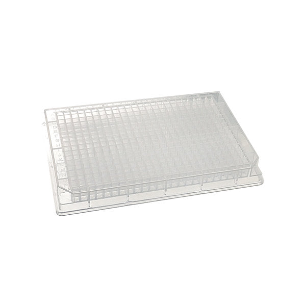 Glass Coated Plate, SiO2 Glass Well Coating, 384 Square Well V-Bottom, 14.4mm Height | DP120-SQ-384-GC10