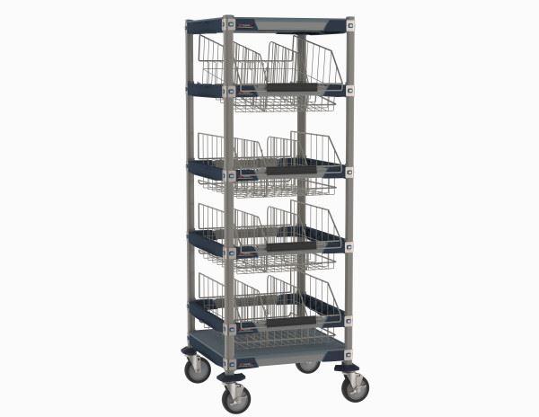 MetroMax i MXIV2 IV Transport/Storage Sloped Basket Cart with Top Shelf, 24" x 24"