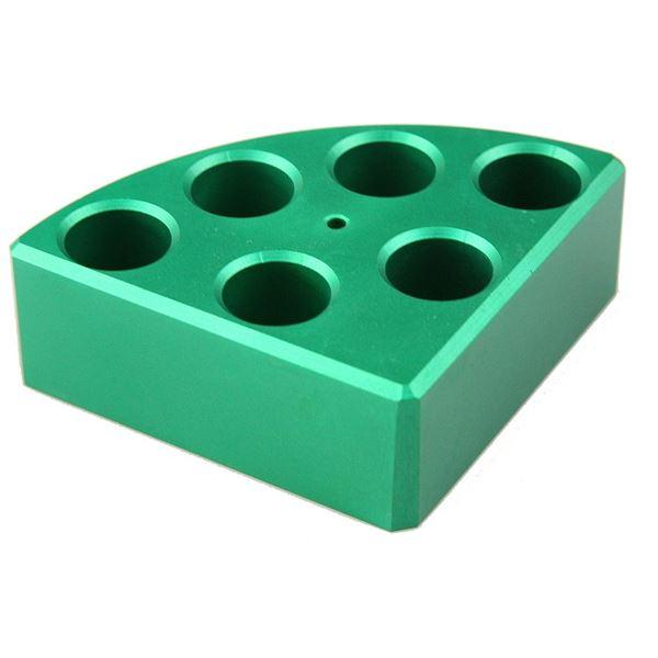 Scilogex Green quarter reaction block, 6 holes 8mL reaction vessel 17.75mm dia x 26mm depth | 18900048