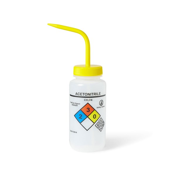 Application-Specific Unisafe Acetonitrile Vented Wash Bottle, 500 mL Pack/6 | UN370060
