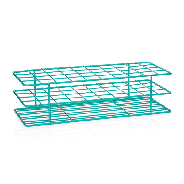 Heavy-Duty Instructional Coated Wire Rack, 20-25 mm Tubes, 40 Place, Teal | CWRTT10