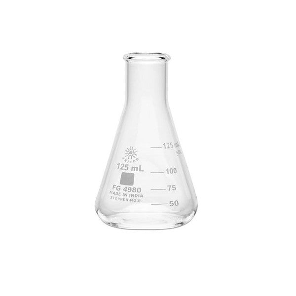 Research-Grade Conical Bench Erlenmeyer Flask, Narrow Mouth, Borosil... | FG4980-125-CASE