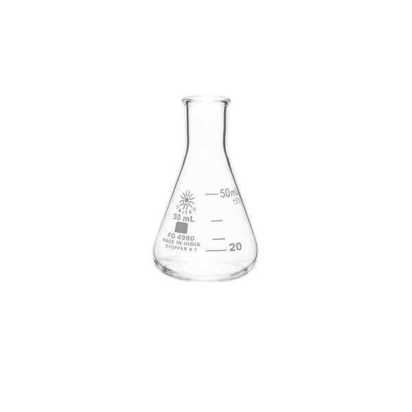 Scientific Culture Prep Erlenmeyer Flask, Narrow Mouth, Borosilicate ... | FG4980-50-CASE