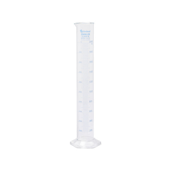 Technical Visible Meniscus Graduated Cylinder, Double Scale, Borosilic... | UNCYLNGB-2000