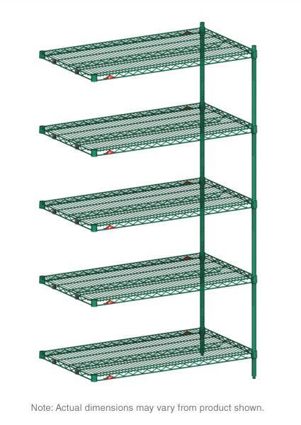 5AN447K3 Super Erecta 5-Shelf Industrial Wire Shelving Add-On Unit, Metroseal Green Epoxy, 21" x 42" x 74"