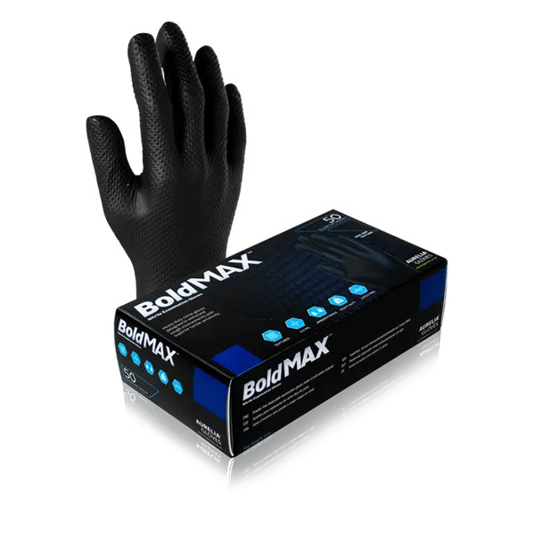 Supermax Aurelia BoldMAX Nitrile Gloves Powder-Free Black, 1000/Cs