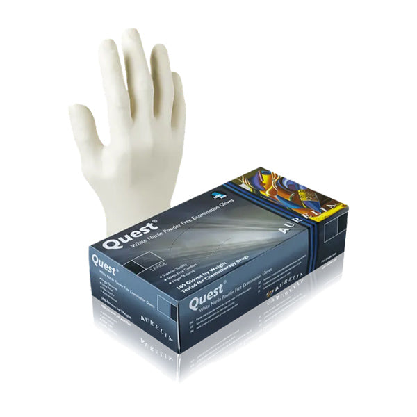 Supermax Aurelia Quest Nitrile Gloves Powder-Free White, 1000/Cs