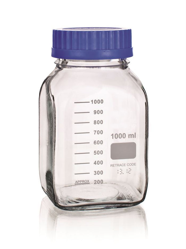 Industrial Workflow-Specific Media Bottle, Wide Mouth, Square, 500ml for Med... | BSWM500