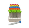 SpectraTubes Rainbow Capped Centrifuge Tubes, 15 mL, sterile, 5 colors per rack (B,G,R,Y,O), 10 racks of 50 tubes, 500/cs | C2715