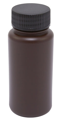 Bottle Wide Mouth Amber, HDPE 8 oz, 12/PK | 301645-0008
