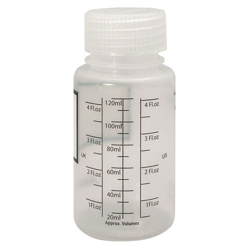 Bottle Wide Mouth Graduated, PP 125 mL, Polypropylene, 12/CS | 501505-0125