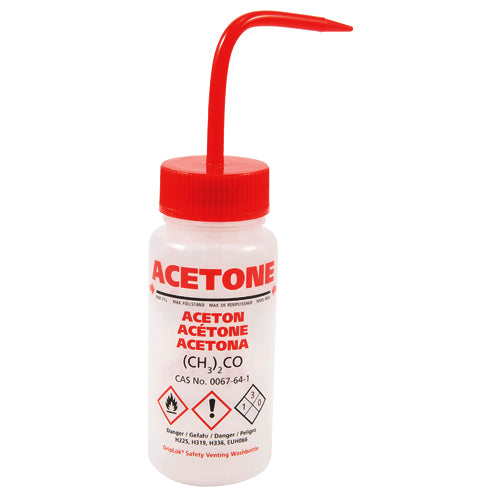 Washbottle GHS Wide Mouth Acetone, LDPE 250 mL | 506485-0001