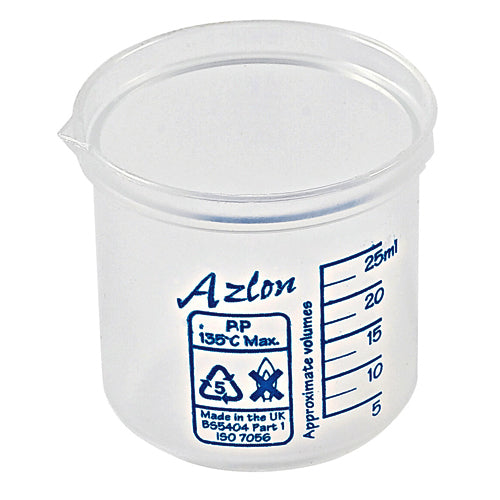 Beaker Square Graduated, PP 25 mL, Polypropylene, 10/CS | 522085-0025