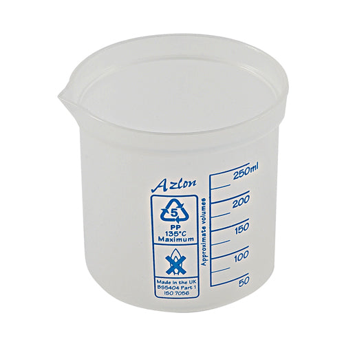 Beaker Square Graduated, PP 250 mL, Polypropylene, 10/CS | 522085-0250