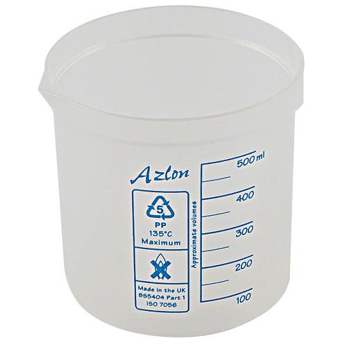 Beaker Square Graduated, PP 500 mL, Polypropylene, 10/CS | 522085-0500