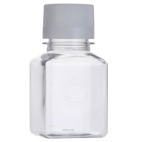 Square Media Bottle 125 mL PET Sterile Case/96 | SMB125T