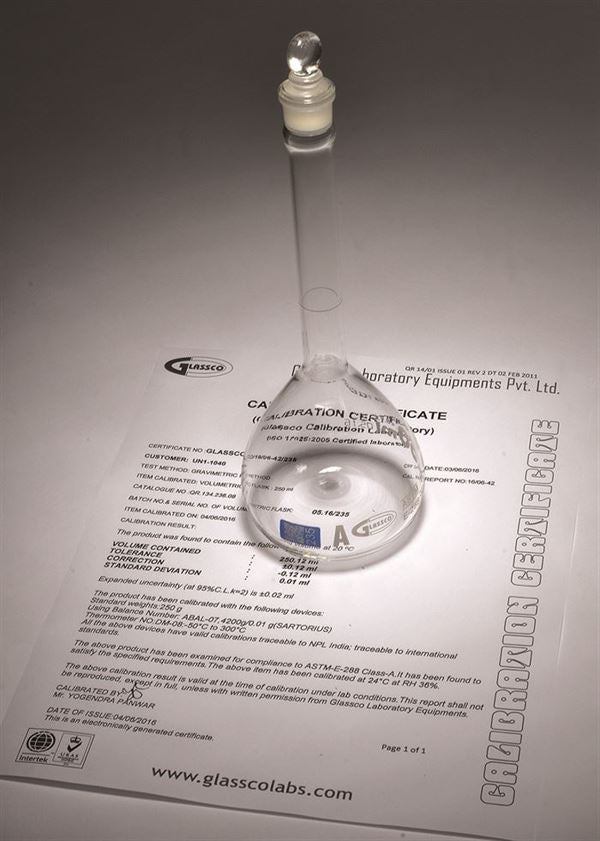 Laboratory Precision Solution Prep Vol Flask,Cls A, Gl Stpr,Indiv,100ml | FG5639-100QR