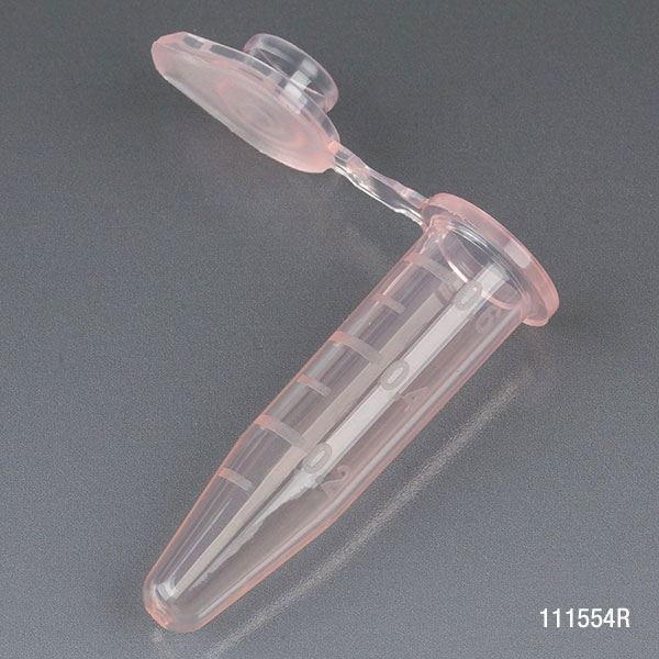 Microcentrifuge Tube, 0.5mL, Attached Snap Cap, Red, 500/Stand -111554R