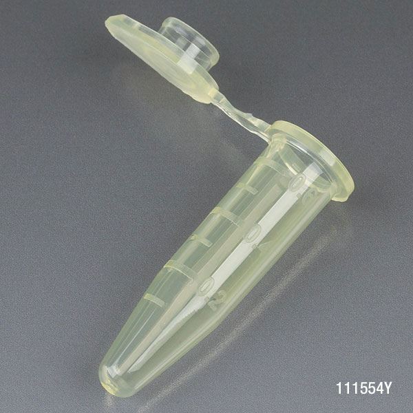 Microcentrifuge Tube, 0.5mL, Attached Snap Cap, Yellow, 500/Stand -111554Y
