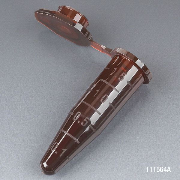 Microcentrifuge Tube, 1.5mL, Attached Snap Cap, Amber, 500/Stand -111564A