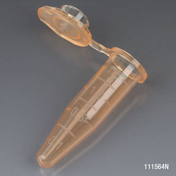 Microcentrifuge Tube, 1.5mL, Attached Snap Cap, Orange, 500/Stand -111564N