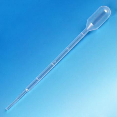 Transfer Pipet, 3.0mL, Small Bulb, Graduated to 1mL, 140mm, STERILE, Wrapped, Cellophane Wrap, 100/Pack, 4 Packs/Unit-137135