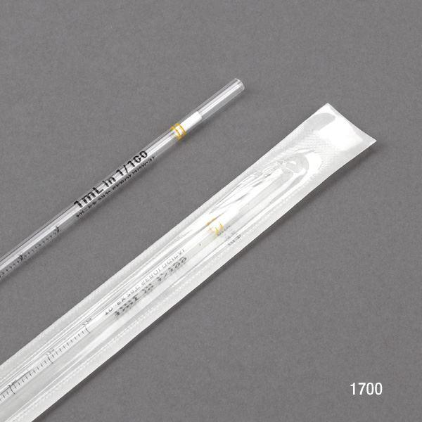 Serological Pipette, 1mL, PS, Standard Tip, 275mm, STERILE, Yellow Band, 25/Pack, 40 Packs/Unit-1710