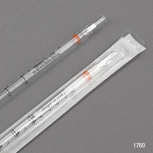 Serological Pipette, 10mL, PS, Standard Tip, 345mm, Non-Sterile, Orange Band, 25/Pack-1775