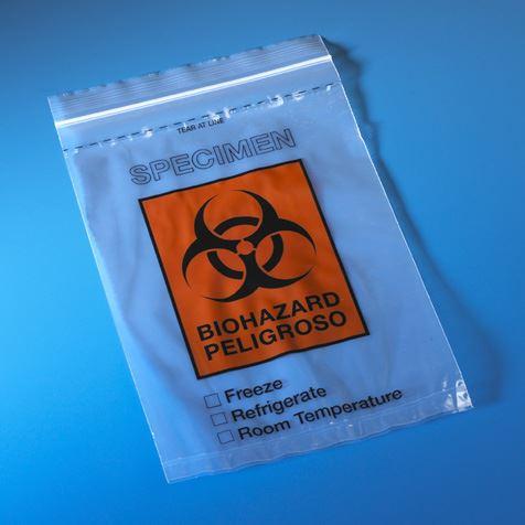Bag, Biohazard Specimen Transport, 6" x 9", 100/Pack, 10 Packs/Unit-4918