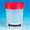 Specimen Container, 4oz, with Attached Thermometer Strip, Separate 1/4-Turn Red Screwcap, Non-Sterile, Bulk-5916