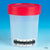 Specimen Container, 4oz, with Attached Thermometer Strip, Separate 1/4-Turn Red Screwcap, Non-Sterile, Bulk-5916