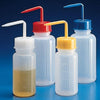 Wash Bottle, Squeeze with Wide Mouth, Screwcap, PE, 500mL, Yellow-601638Y