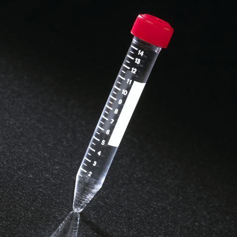 Centrifuge Tube, 15mL, Attached Red Screw Cap, PS, STERILE, 50/Rack, 10 Racks/Unit-6274