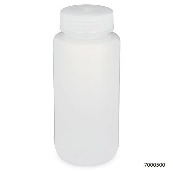 Bottle, Wide Mouth Bottle, Attached PP Screw Cap, 500mL, 12/Pack-7000500