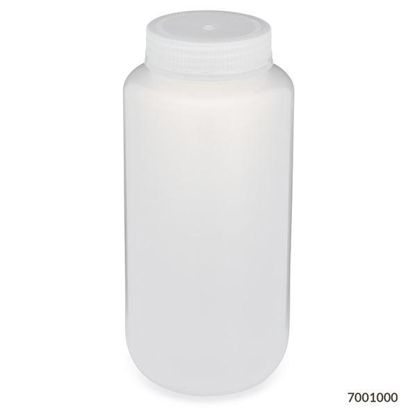 Bottle, Wide Mouth Bottle, Attached PP Screw Cap, 1000mL, 6/Pack-7001000