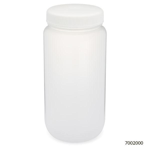 Bottle, Wide Mouth, Large Format Bottle, Attached PP Screw Cap, 2 Litres (0.5 Gallons)-7002000