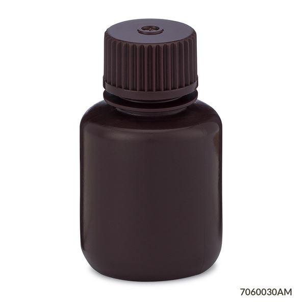 Bottle, Narrow Mouth, HDPE Bottle, Attached PP Screw Cap, Amber, 30mL, 12/Pack-7060030AM
